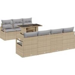 vidaXL 8 Piece Garden Sofa Beige Poly Rattan Outdoor Lounge Set