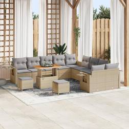 vidaXL Havesofa Sæt 13 pcs Beige Polyrattan Havemøbelsæt