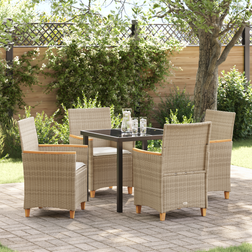 vidaXL Have Spisebordssæt 5 pcs Beige Polyrattan Havemøbelsæt