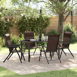 vidaXL Have Spisebordssæt Højdejusterbar 5 Pcs Brun Poly Rattan Havemøbelsæt