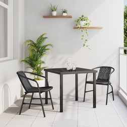vidaXL Garden 3 Pcs Black Poly Patio Dining Set, 1 Table incl. 2 Chairs