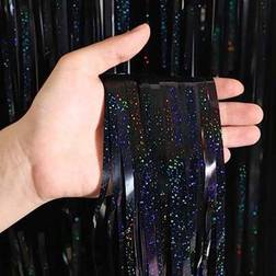 Shein Laser Black Metallic Glitter Plastic Curtain 1pc