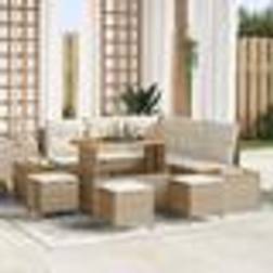 vidaXL Conjunto Jardín Cojín 9 Pcs Beige Poliratán Sofá Modular