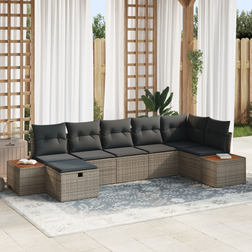 vidaXL Trädgårdsoffset Med Kudde 7 Pcs Grå 55 x 62 x 69 cm Modulsoffa