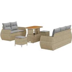 vidaXL 8-Teiliges Garten Sofa Set Beige Poly Rattan Lounge-Set