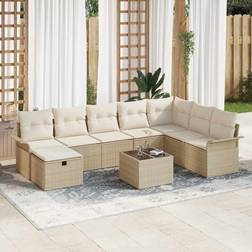 vidaXL Havesofa Sæt Med Pude Med Opbevaring 9 Pcs Beige Loungesæt