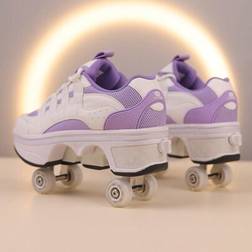 Shein Unisex Four-Wheeled Skating Shoes With Button Roller