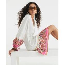 River Island Womens Cream Paisley Print Beach Shirt Mini Dress