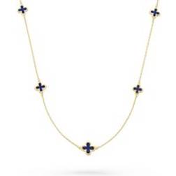 Beaverbrooks Yellow Gold Lapis Clover Necklace