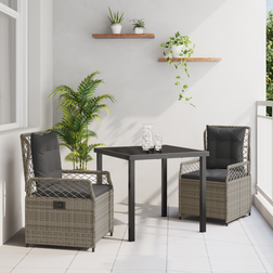 vidaXL Trädgårdsmöbelset 3 pcs Grå Konstrotting Matgrupp
