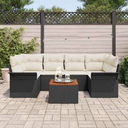 vidaXL Trädgårdsoffset Med Kudde 7 Pcs Svart 55 x 55 x 37 cm Modulsoffa