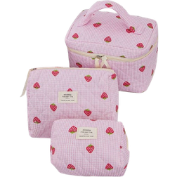 Shein 1 Piece Quilted Stawberry Design Travel Cosmetic Bag Multi-Functional Travel Cosmetic Bag Large Capacity Cosmetic Bag