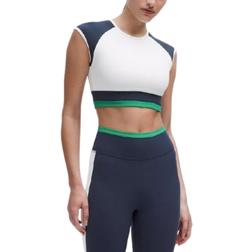Lululemon Nulu Cropped Short Sleeve Shirt Retro Remix Set - White/Club Blue/Raceway Green