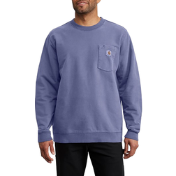 Carhartt Cotton Relaxed Fit Midweight Garment Dye French Terry Crewneck Pocket Sweatshirt - Lunar Blue