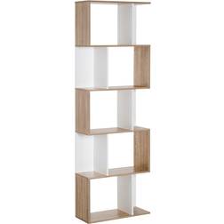 Homcom S-Shaped Wooden Oak Book Shelf 184.5cm