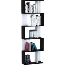Homcom S-Shaped Wooden Black Book Shelf 184.5cm