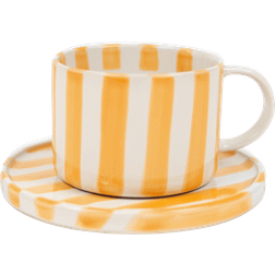Olsson & Jensen Monica Cup With Saucer Yellow-White Cup