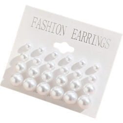 Shein 12pairs/set Minimalist Faux Pearl Stud Earrings Set