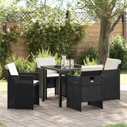 vidaXL 5 Piece Garden Black Poly Rattan Patio Dining Set
