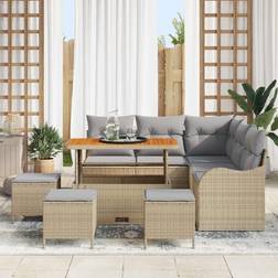vidaXL Trädgårdsoffset 9 pcs Beige Konstrotting Modulsoffa