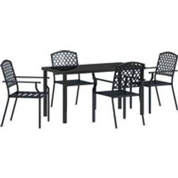 vidaXL Trädgårdsmöbelset 5 pcs Antracit Stål Matgrupp, 1 Bord inkl. 4 Stolar
