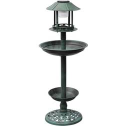 vidaXL Bird Bath Feeder with Solar Light Green