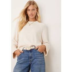 Gina Tricot Oversized Round Neck Knitted Sweater - Cream White