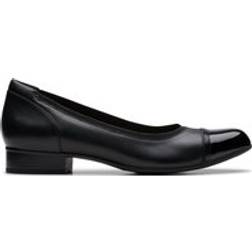 Clarks Krystine May Black Leather Ballerina 3-Wide Fit