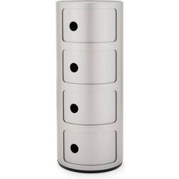 Kartell Componibili Silver Storage Cabinet 32x77cm