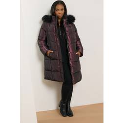 Yours Puffer Midi Coat Women's - Purple