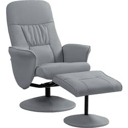 Homcom Relax Med Fotpall Grå Läder Fåtölj