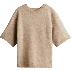 H&M Knitted T-shirt - Beige (1253283002)