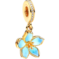 Pandora Blossom Dangle Charm - Gold/Blue/Transparent