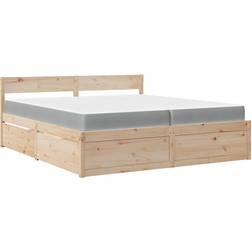 vidaXL Cama Con Cajones Y Colchón Madera Pino 200 x 200 cm