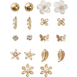 Shein 9pairs Butterfly & Flower Decor Earrings