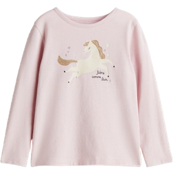 H&M Printed Jersey Top - Light Pink/Horse (1303341002)