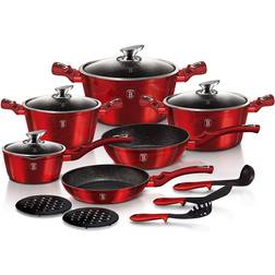 Berlinger Haus Metallic Line Wine Red Cookware Set with lid 15 Parts