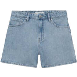 Mango Straight Denim Shorts with High Waist - Light Blue
