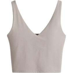 H&M Medium Support Yoga Bra with SoftMove Lycra - Warm Grey