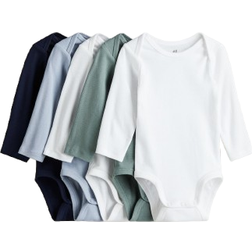 H&M Bodysuits 5-pack - Blue/Dusty Green/White (0533261071)
