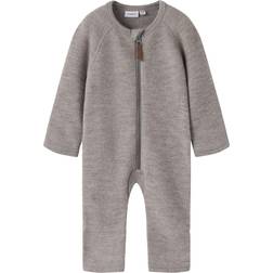 Name It Nbfwmino Wool Bru LS Suit Noos Satellite - Grå