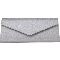 Paradox London Daryna Glitter Envelope Clutch Bag - Silver