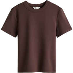 H&M Fitted Cotton T-shirt - Dark Brown