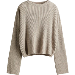 H&M Rib-Knit Jumper - Light Beige Marl