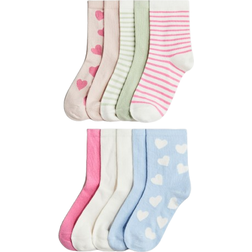 H&M Socks 10-pack - Light Blue/Pink Hearts (1268623009)