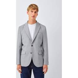John Lewis Single Breasted Cotton Blend Knit Blazer - Grey