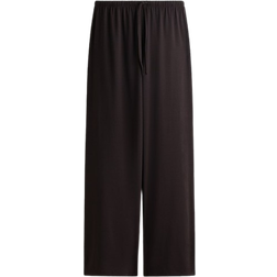 H&M Straight Trousers With Drawstring - Dark Brown