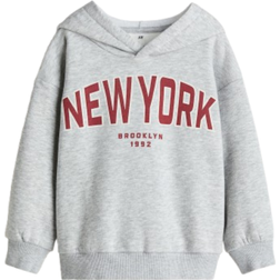 H&M Printed Hoodie - Grey Marl/New York (1245286009)