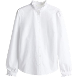 H&M Frill-Trimmed Oxford Blouse - White