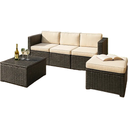 Dakota Fields Myah - Black Outdoor Lounge Set, 1 Table incl. 3 Sofas